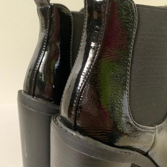 Fashion Nova Black Patent Chunky Boots Size 6.5 - Picture 15 of 16
